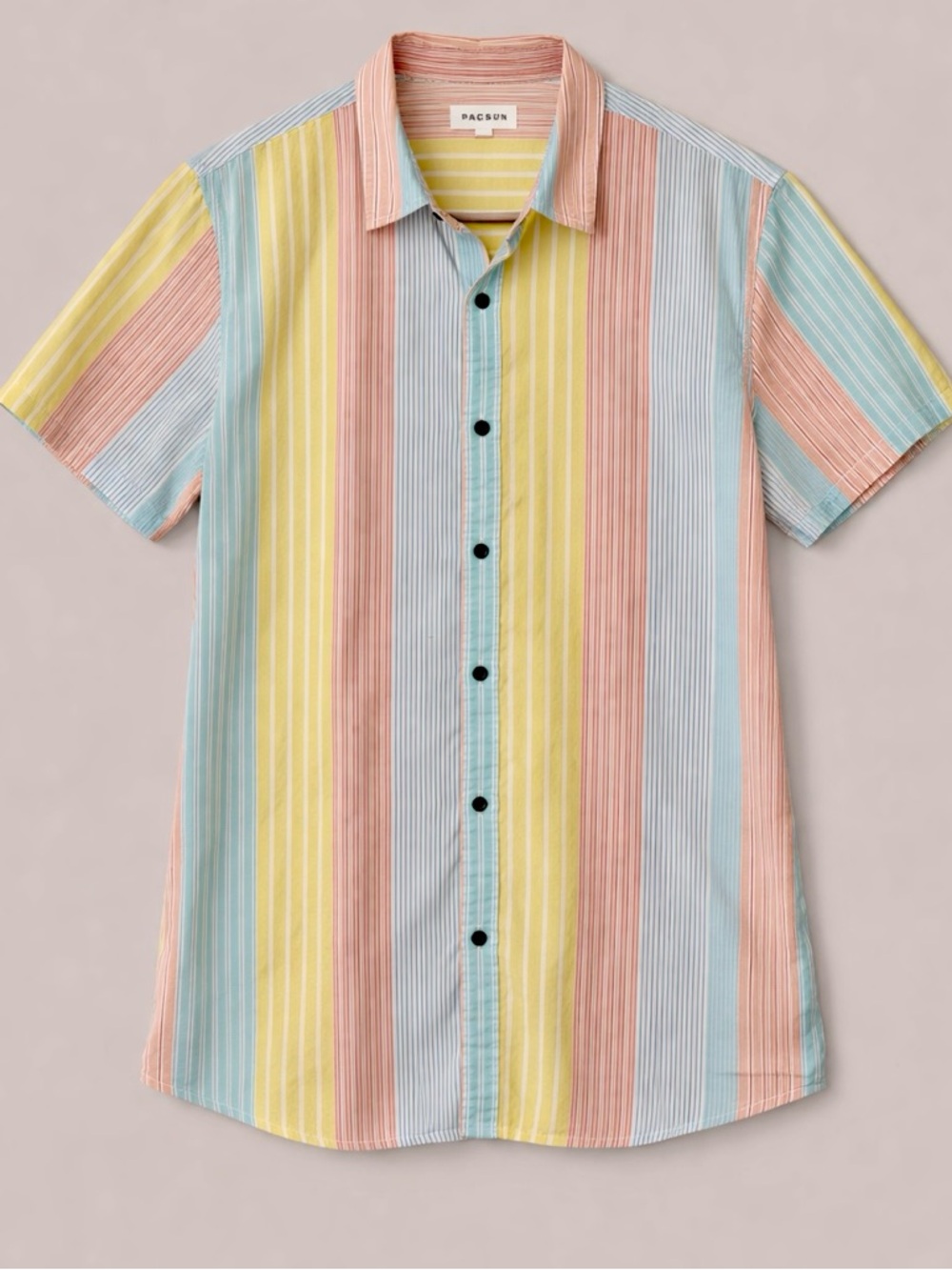 PacSun Multicolor Vertical Stripe Shirt Cotton Short Sleeve Casual Size L
